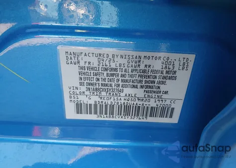 2025 Nissan Sentra Sv z USA, uszkodzony, nr VIN 3N1AB8CVXSY327649
